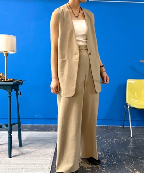 【cafune】615405 drape washer V neck gilet