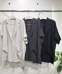 【cafune】625405 mat stretch georgette half sleeve jacket