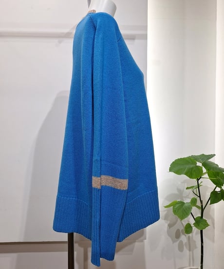 【ATELIER SIX】11256517　ウールカシミヤ配色ロゴニット