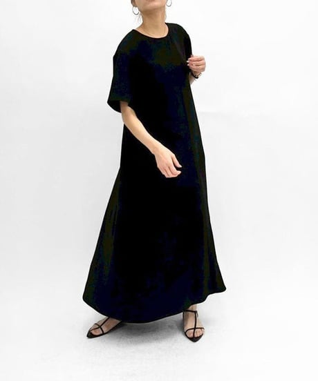 【cafune】625102 2サイズ展開 mat stretch georgette flare onepiece
