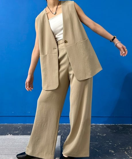 【cafune】615405 drape washer V neck gilet