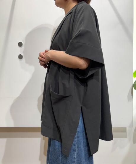 【cafune】625405 mat stretch georgette half sleeve jacket
