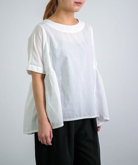 【D.M.G】16-0829X  60ローン サイドギャザーシャツ