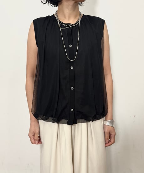 【siro de labonte 26SS】 R623201　balloon vest　2way着用可能　／　tulle docking