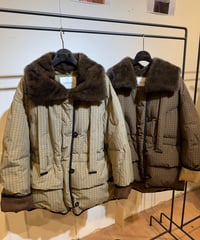 【Lallia Mu 26AW】2614051 ミンクカラーチェックダウンコート