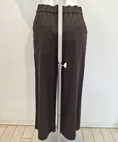【passione】526611 麻混コットンレーヨンストレッチワイドパンツ