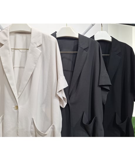 【cafune】625405 mat stretch georgette half sleeve jacket
