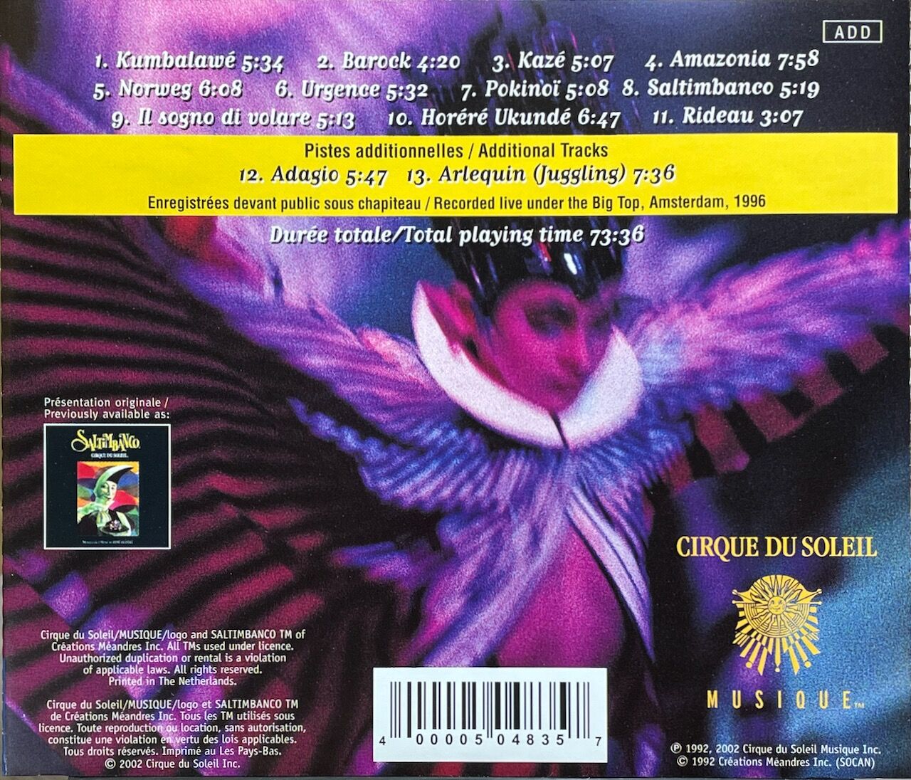 シルク・ドゥ・ソレイユ/Cirque Du Soleil/サルティンバンコ+2/Saltimb