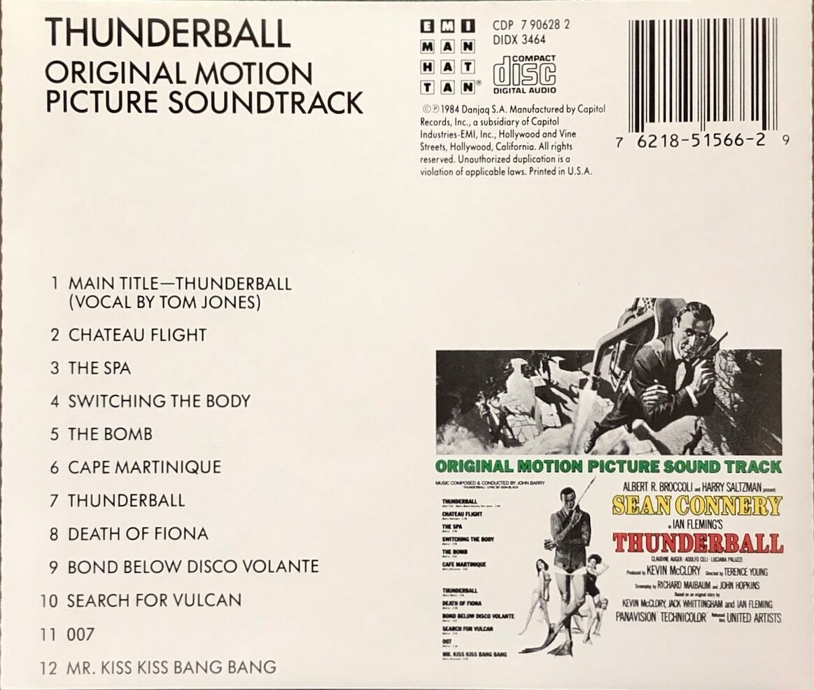 007 サンダーボール作戦/Thunderball/ジョン・バリー/トム・ジョーンズ