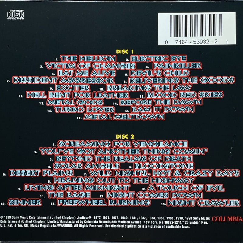 ジューダスプリースト L WORKS 73-93 LD Judas Priest Metal Works 73-93 Japan Laserdisc w OBI ESLU 123