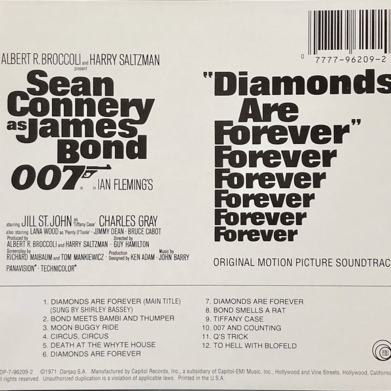 007 ダイヤモンドは永遠に/Diamonds Are Forever/ジョン・バリー/シャー