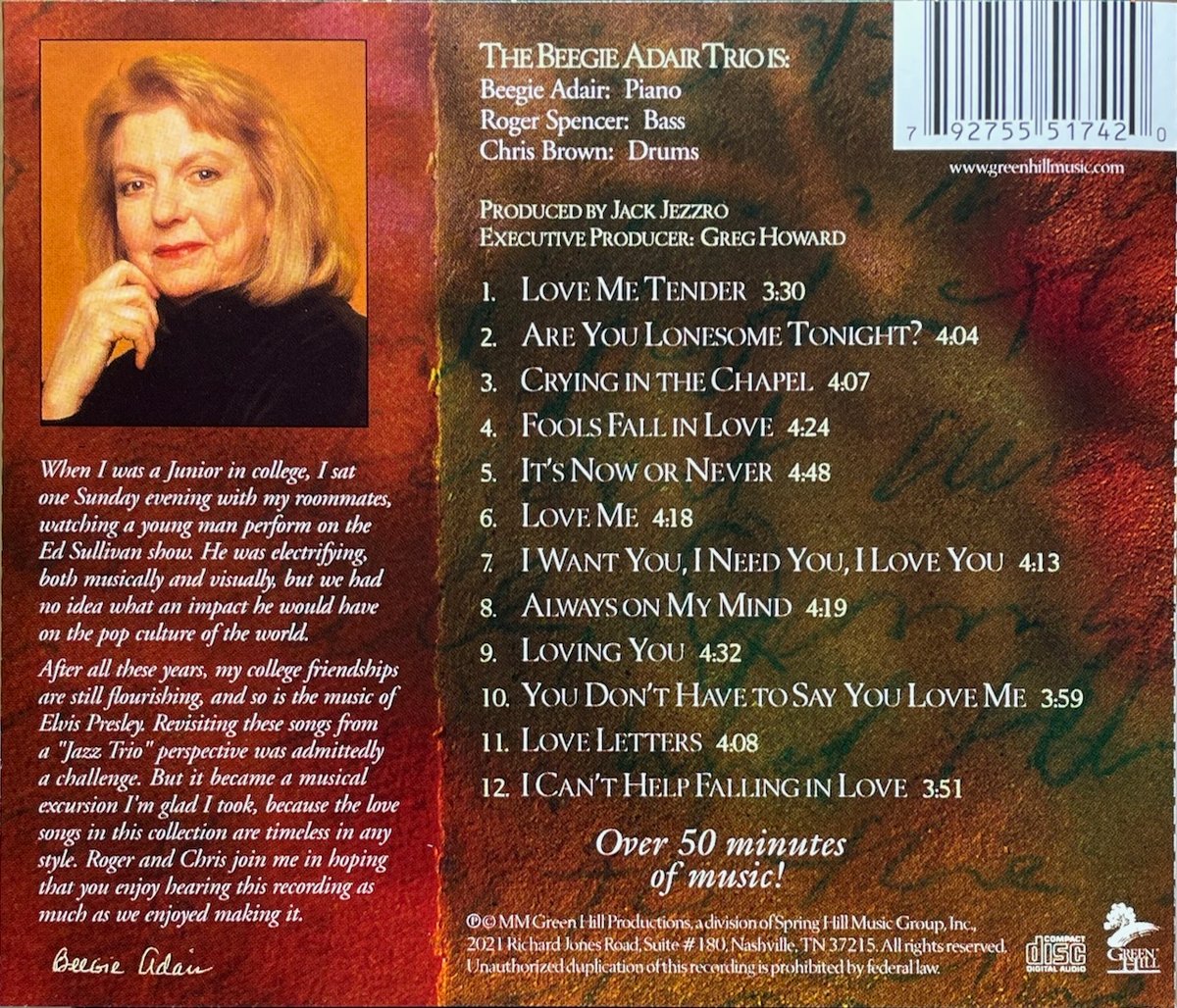 ビージー・アデール・トリオ/The Beegie Adair Trio/Love, Elvis