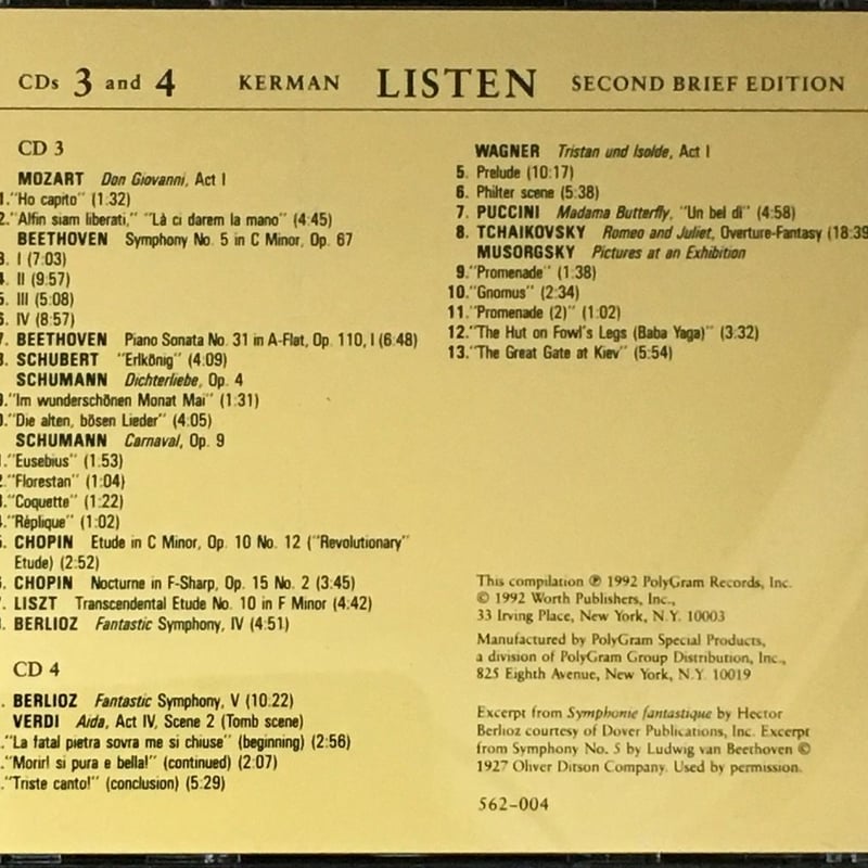 ジョゼフ・カーマン/Joseph Kerman/Kerman LISTEN Second Br ジョゼフ・カーマン/Joseph Kerman/Kerman LISTEN Second Br