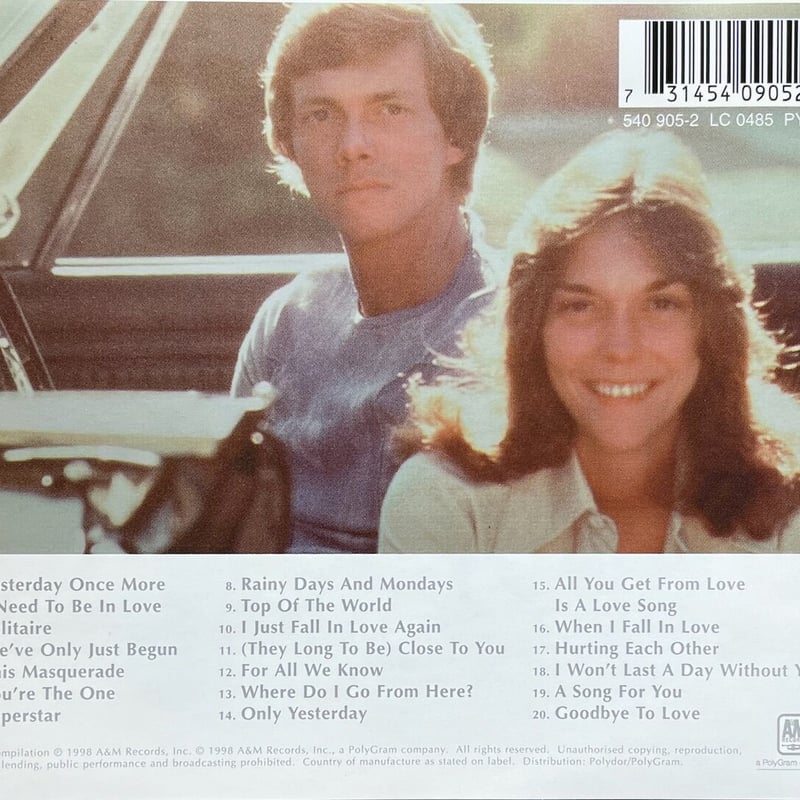 カーペンターズ/Carpenters/青春の輝き ベスト2～ラヴ・ソングス/Love  