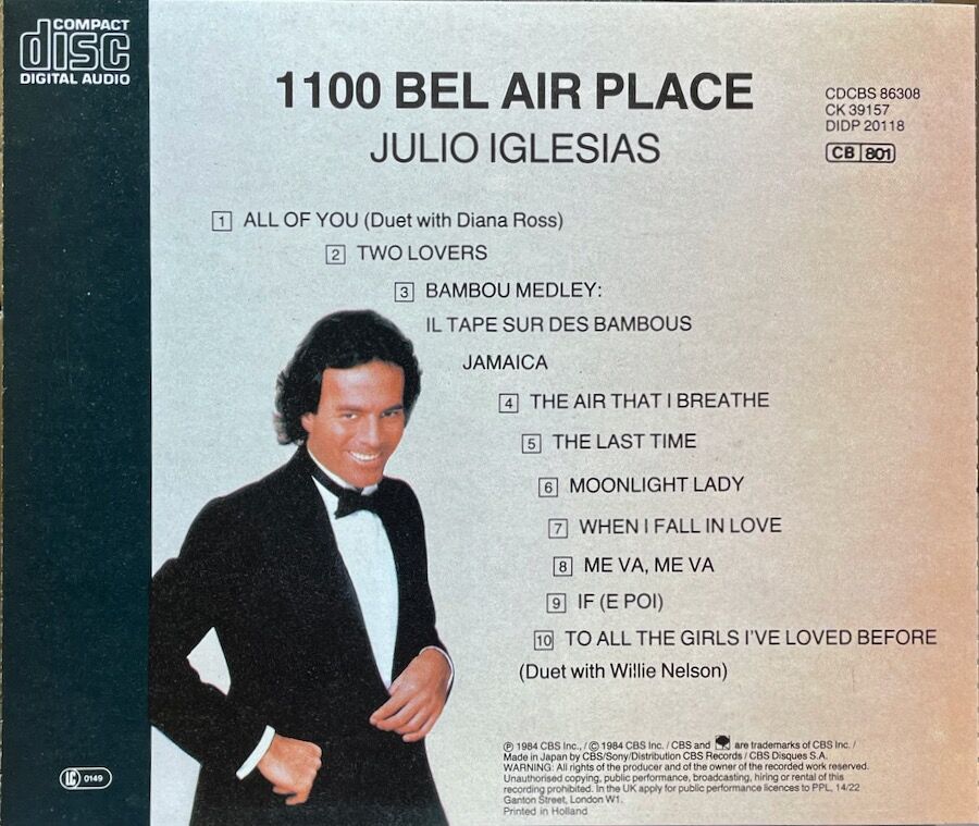 フリオ・イグレシアス/Julio Iglesias/ベル・エアー1100/1100 Bel A