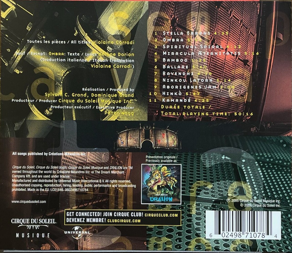 シルク・ドゥ・ソレイユ/Cirque du Soleil/Dralion /ドラリオン | 音盤本舗
