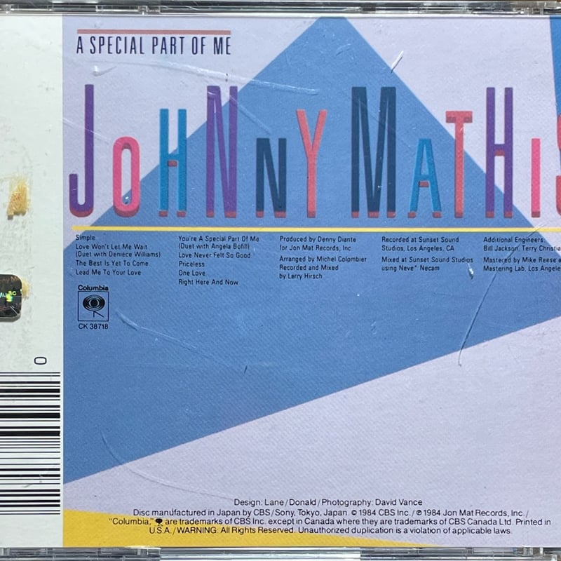 ジョニー・マティス/Johnny Mathis/A Special Part Of Me【未開