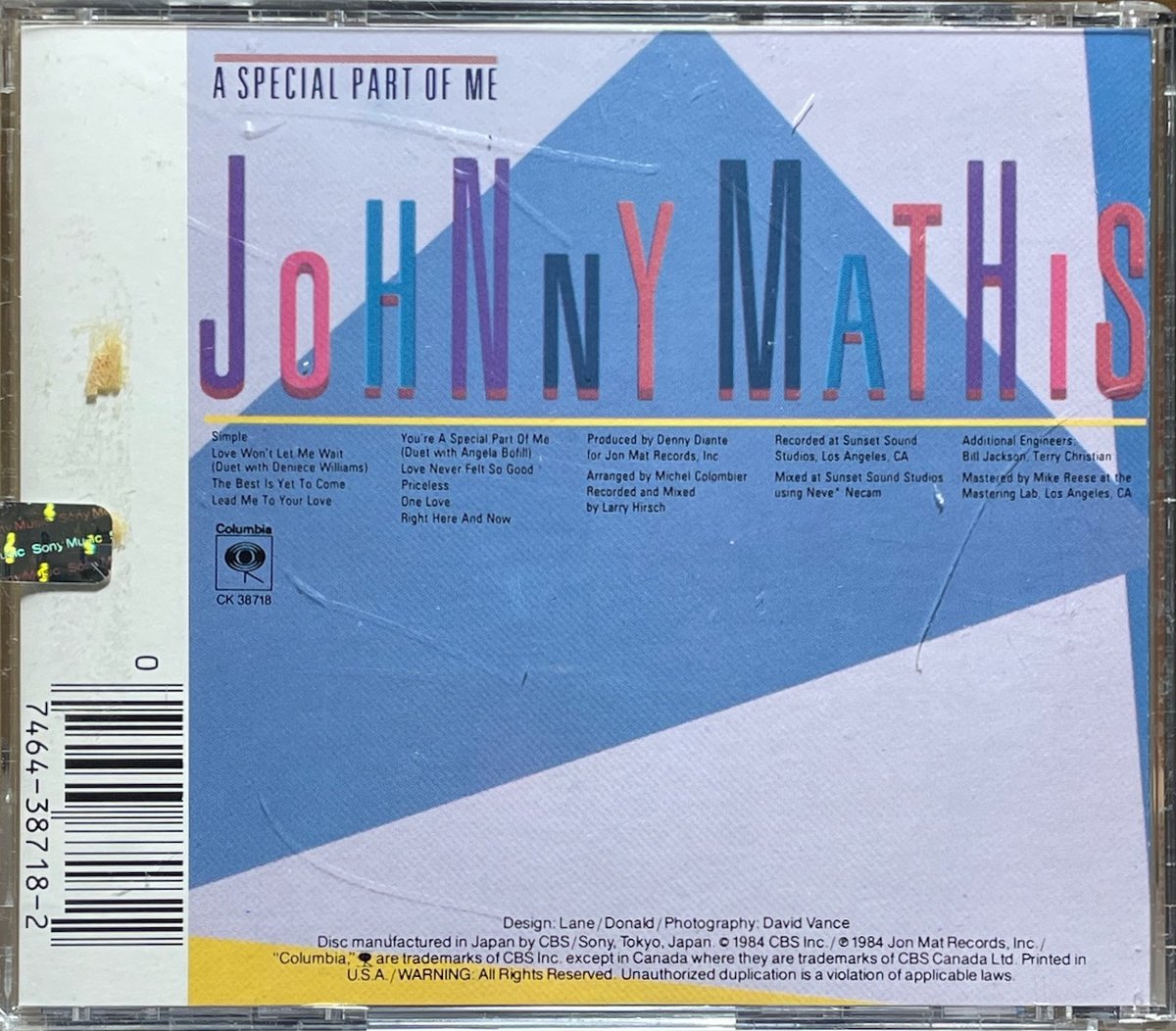 Johnny Mathis ジョニー・マティス／LP盤アルバム5枚まとめ売り ジョニー・マティス/Johnny Mathis/A Special Part Of Me【未開