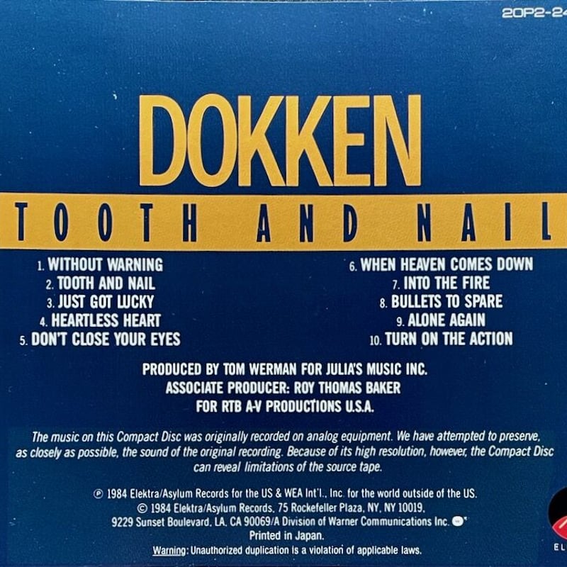 ドッケン/Dokken/トゥース・アンド・ネイル/Tooth And Nail | 音盤本舗