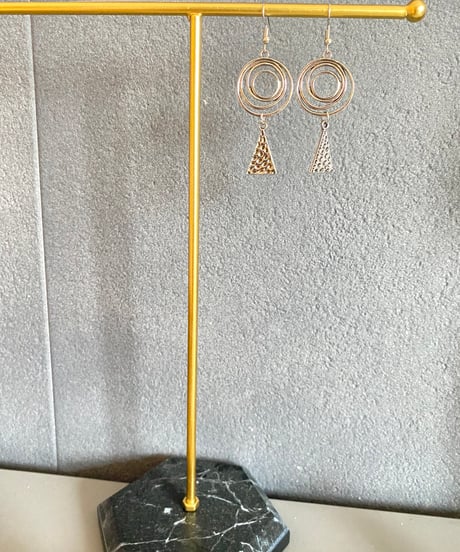 ピアス【 シルバー × まる さんかく】金具交換可能 イヤリング  アクセサリー オリエタル ボヘミアン 雑貨 かわいい プレゼント