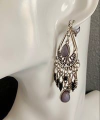 イヤリング【 シルバー × グレー・オリエンタル 】金具交換可能 ピアス  ボヘミアン エスニック 雑貨 かわいい プレゼント アクセサリー