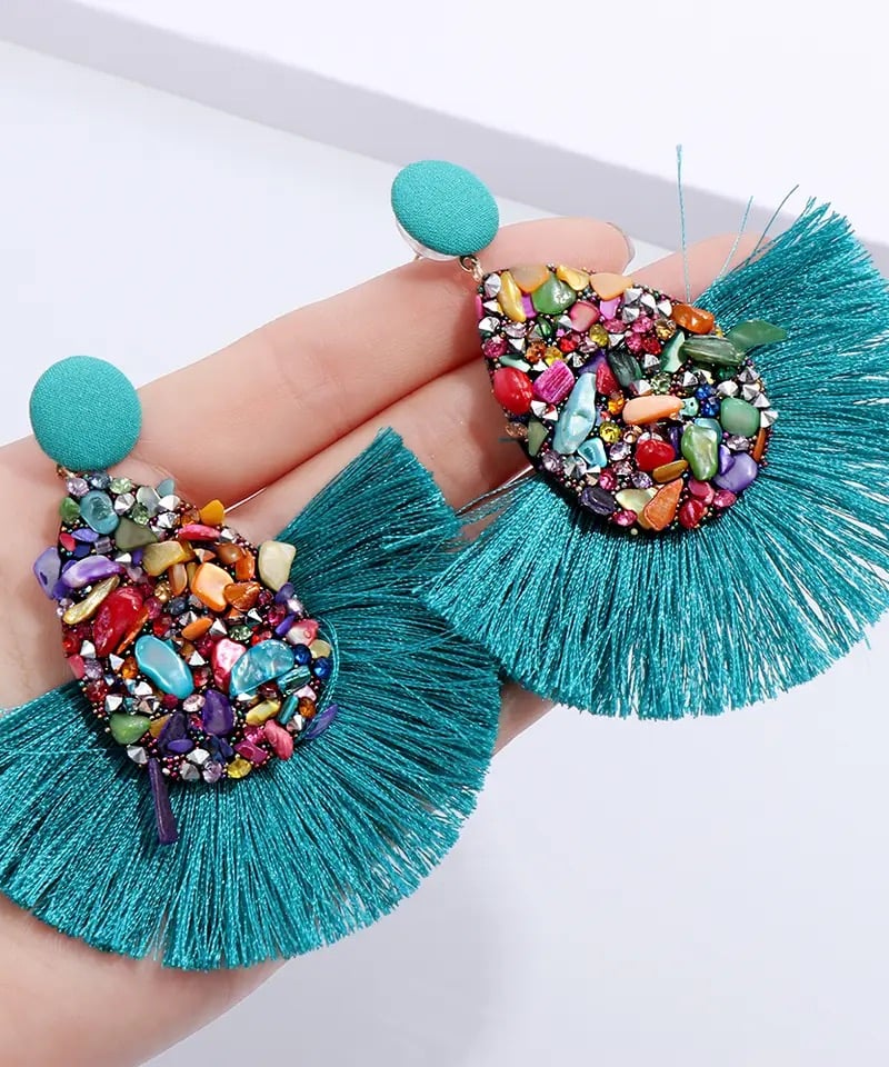 ピアス【 タッセル × ターコイズ 】金具交換可能 イヤリング