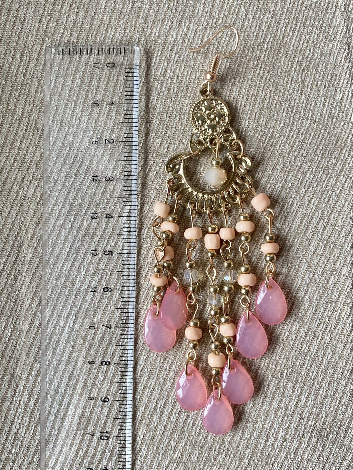 ピアス【ロング ピンク】金具交換可能 イヤリング オリエンタル
