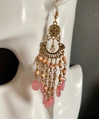 ピアス【ロング ピンク】金具交換可能 イヤリング オリエンタル  アクセサリー ピアス  ビーズ イヤリング 雑貨 インテリア