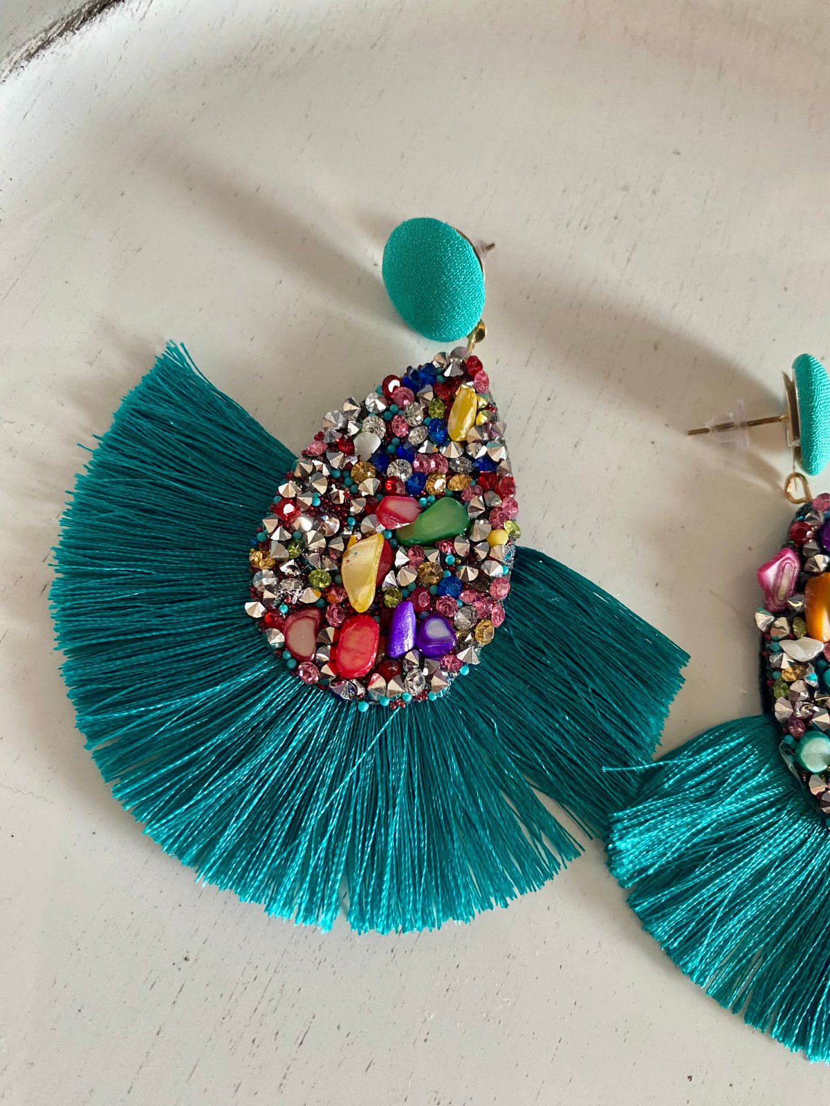 再販42　オルテガ　タッセル　リボン　ネイティブ　ターコイズ　ピアス　イヤリング 再販7オルテガタッセルリボンネイティブターコイズピアスイヤリング