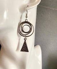 ピアス【 シルバー × まる さんかく】金具交換可能 イヤリング  アクセサリー オリエタル ボヘミアン 雑貨 かわいい プレゼント