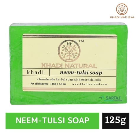 KHADI ニーム＆バジルソープ, KHADI Herbal Neem-Tulsi Soap- 125g