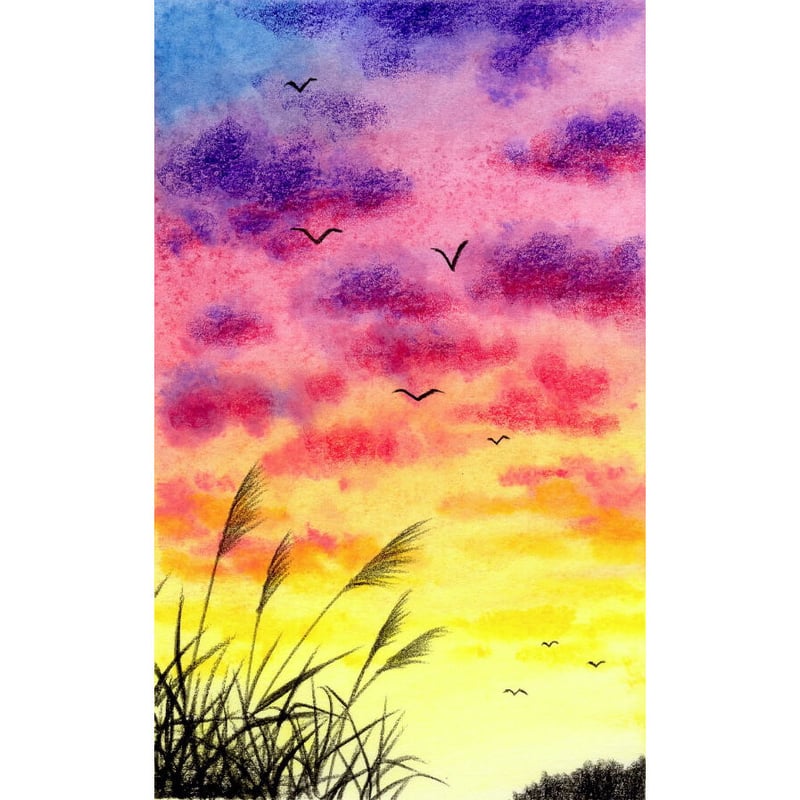 夕焼け空【色見本】 | 絵のデータ販売 @水彩色鉛筆チャンネル