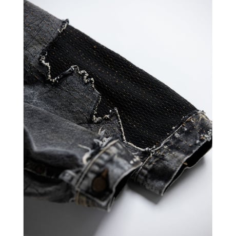 ANACHRONORM FRONT TUCK REMAKED BLACK DENIM JACKET BLACK (REMAKE)