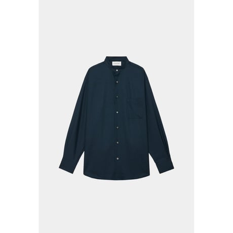 MARKAWARE ORGANIC WOOL TROPICAL COMFORT FIT BAND COLLAR SHIRT