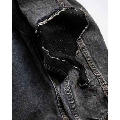 ANACHRONORM FRONT TUCK REMAKED BLACK DENIM JACKET BLACK (REMAKE)