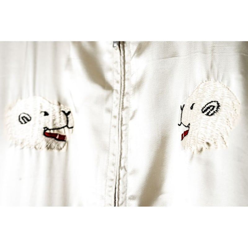 ANDFAMILYS SOUVENIR SATIN JACKET-白熊- | MAROON