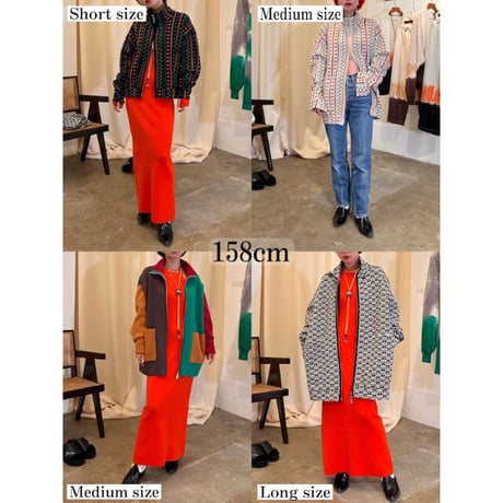 AMBERGLEAM Jacquard Knit Drivers Jacket / BLOCK（LONG）