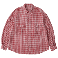 PORTER CLASSIC ROLL UP LINEN GINGHAM CHECK SHIRT