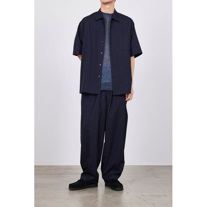 MARKA TUMBLED WOOL TROPICAL OPEN COLLAR SHIRT S