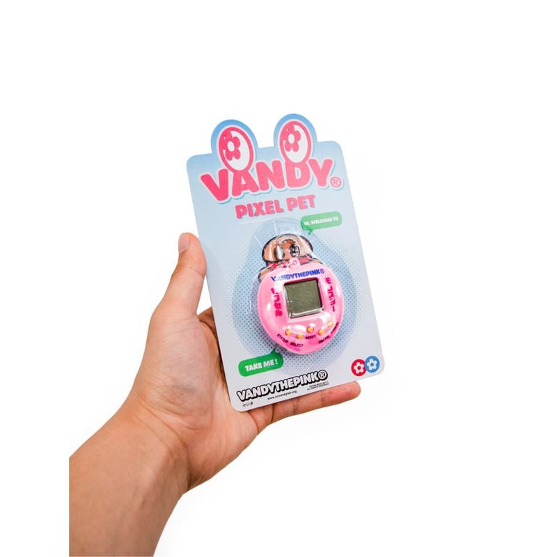 VANDY THE PINK PIXEL PET KEYCHAIN | MAROON