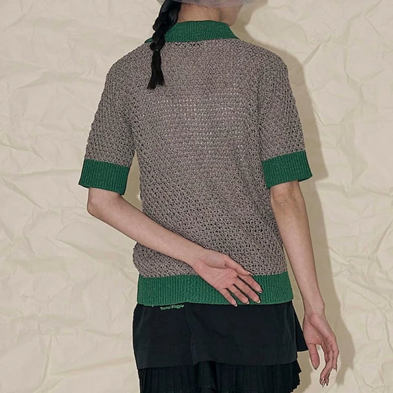 THOMAS MAGPIE collared mesh top トーマス マグパイ シャツ |