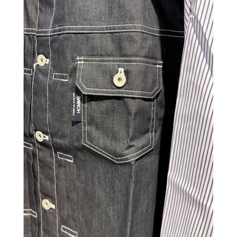 COMME des GARCONS 切替デニムシャツ COMME des GARCONS HOMME 綿ストライプ×綿デニム 切換えシャツ