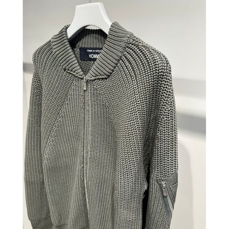 COMME des GARCONS HOMME BATONER W-NAME WOOL KNIT ZIP CARDIGAN（KAHKI）