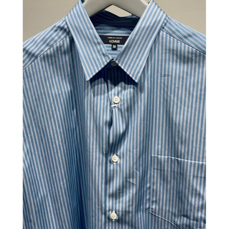 COMME des GARCONS HOMME コットンストライプ LOGO シャツ（BLUEベース)