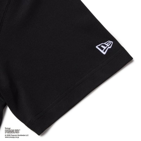 NEW ERA 半袖 ミッドネック Tシャツ Vintage PEANUTS ピーナッツ GOLF Circle ロゴ ブラック