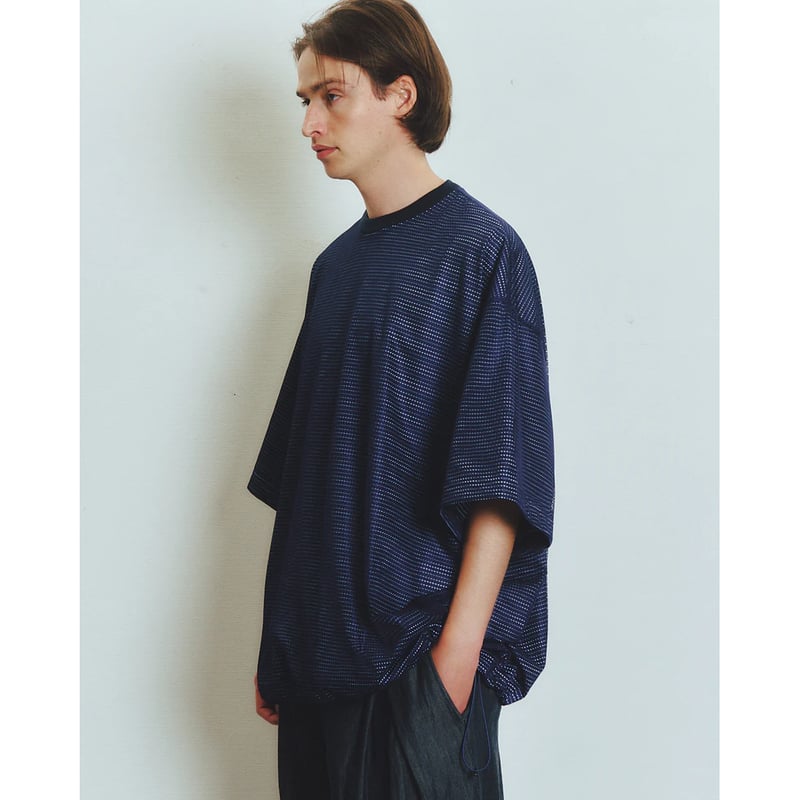 is-ness BALLOON BORDER LAYERED MESH T-SHIRT | M