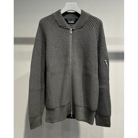 COMME des GARCONS HOMME BATONER W-NAME WOOL KNIT ZIP CARDIGAN（KAHKI）