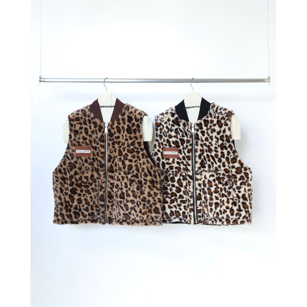 AMBERGLEAM Leopard Reversible Vest | MAROON
