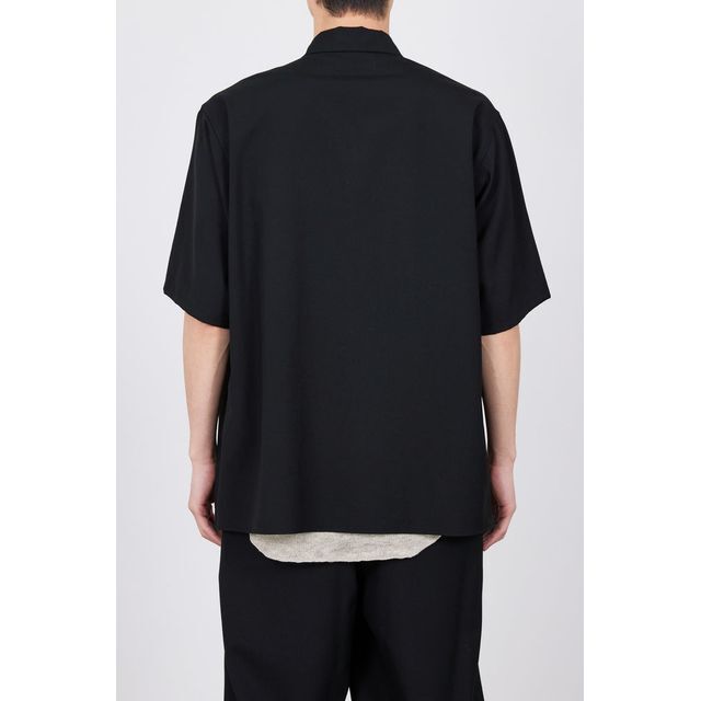MARKA TUMBLED WOOL TROPICAL OPEN COLLAR SHIRT S