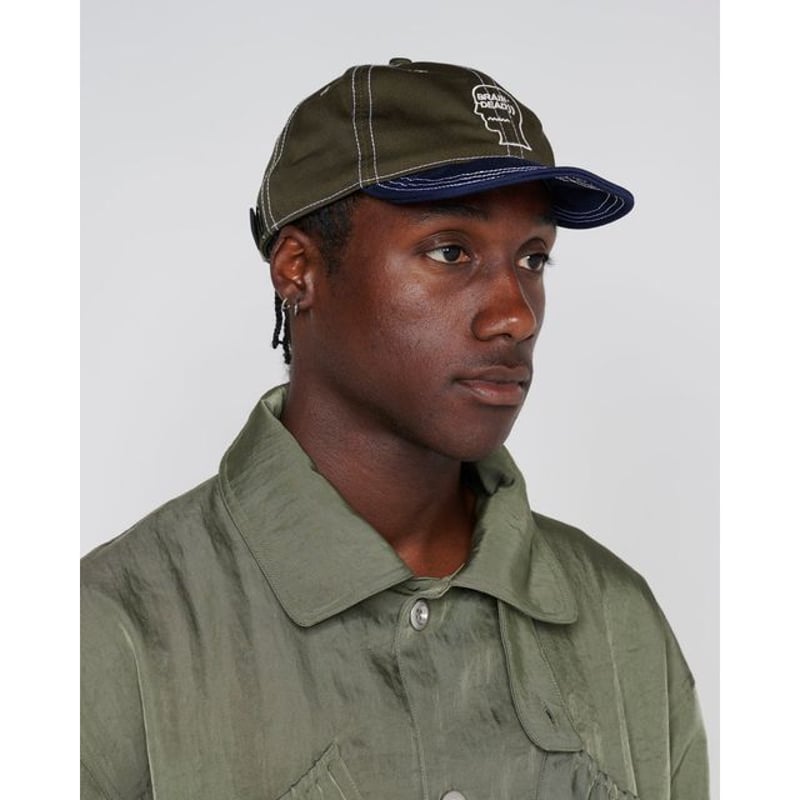 BRAIN DEAD WIRE BRIM 6 PANEL HAT - FOREST GREEN